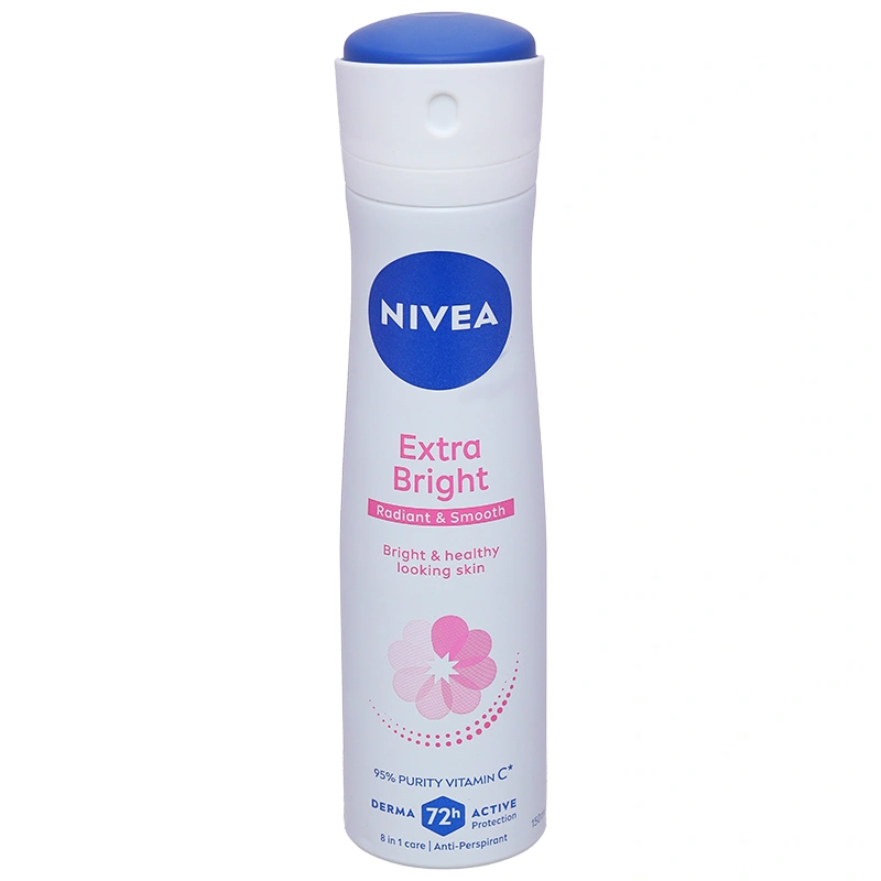 Xịt khử mùi Nivea Extra Whitening khử mùi, ngăn mồ hôi 72h chai 150ml - 